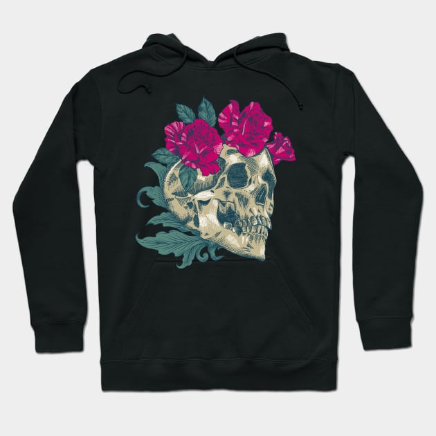 Skull And Roses Hoodie by pilipsjanuariusDesign